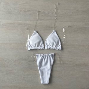 White PU Strap Bikini